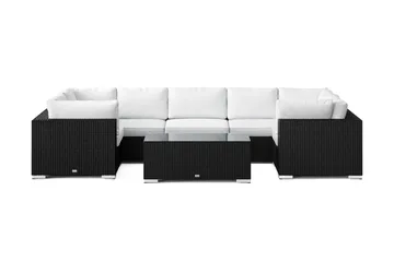 Bahamas U-formad utomhus loungegrupp med stängt avslut, 7-sits med bord - Svart - Products - Utemöbler & utemiljö - Loungemöbler - Loungeset & loungegrupp