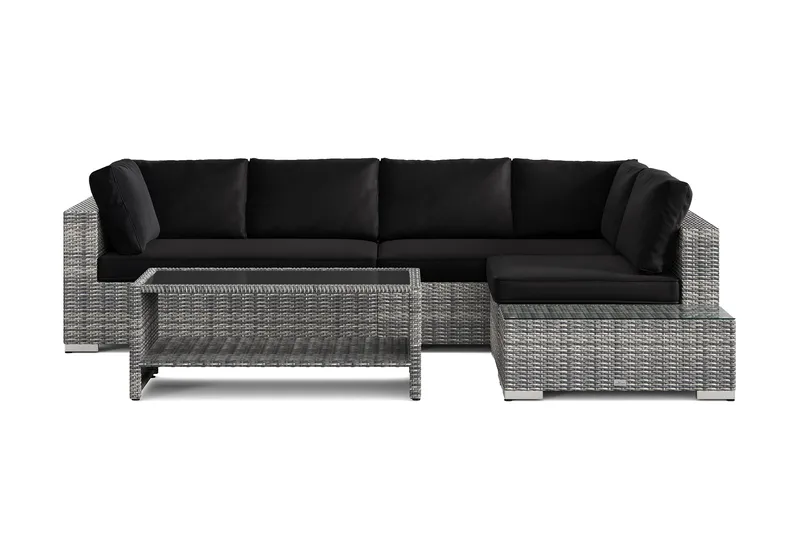 Bahamas utesoffa 5-sits vändbar schäslong med avslut och bord med hylla - Grå - Products - Utemöbler & utemiljö - Loungemöbler - Loungeset & loungegrupp