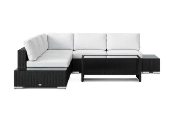 Bahamas utomhus hörnsoffa 5-sits vändbar med öppet avslut och bord med hylla - Svart - Products - Utemöbler & utemiljö - Loungemöbler - Loungeset & loungegrupp