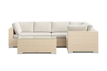 Bahamas utomhus hörnsoffa 5-sits vändbar med bord - Beige - Products - Utemöbler & utemiljö - Loungemöbler - Loungeset & loungegrupp