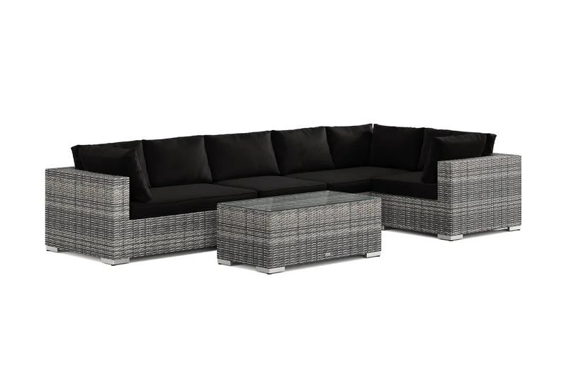 Bahamas utomhus hörnsoffa 6-sits vändbar med bord - Grå - Products - Utemöbler & utemiljö - Loungemöbler - Loungeset & loungegrupp