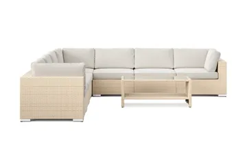 Bahamas utomhus hörnsoffa 7-sits vändbar och bord med hylla - Beige - Products - Utemöbler & utemiljö - Loungemöbler - Loungeset & loungegrupp