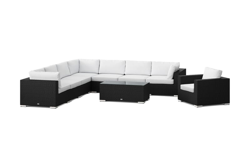 Bahamas utomhus hörnsoffa 8-sits vändbar med fåtölj och bord - Svart - Products - Utemöbler & utemiljö - Loungemöbler - Loungeset & loungegrupp