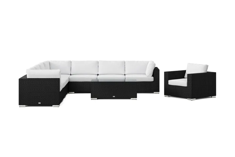 Bahamas utomhus hörnsoffa 8-sits vändbar med fåtölj och bord - Svart - Products - Utemöbler & utemiljö - Loungemöbler - Loungeset & loungegrupp