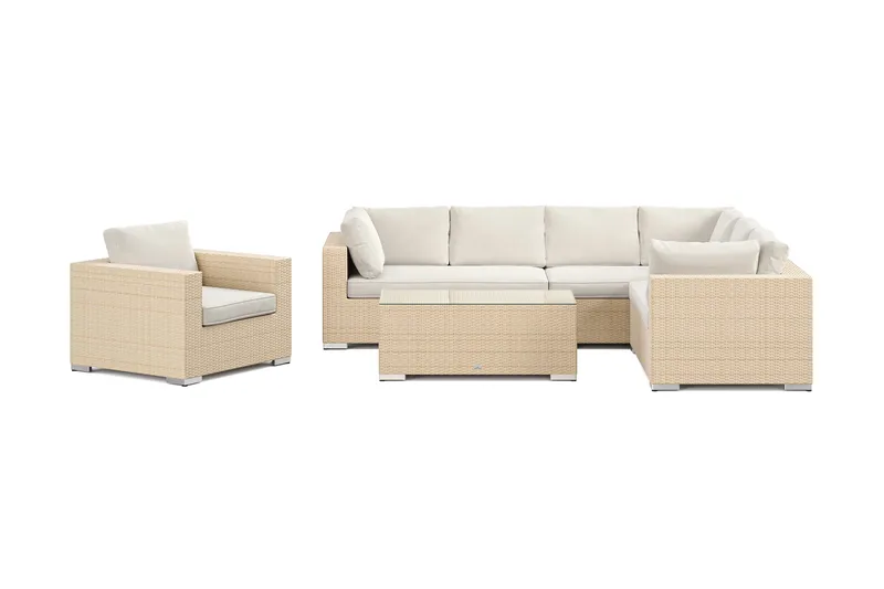 Bahamas utomhus L-soffa höger 7-sits med fåtölj och bord - Beige - Products - Utemöbler & utemiljö - Loungemöbler - Loungeset & loungegrupp