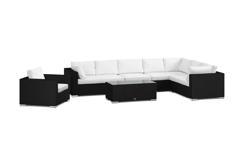 Bahamas utomhus L-soffa höger 8-sits med fåtölj och bord - Svart - Products - Utemöbler & utemiljö - Loungemöbler - Loungeset & loungegrupp