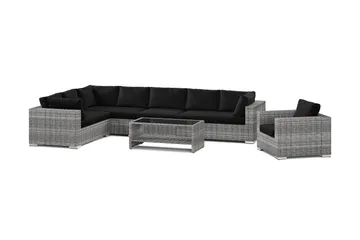 Bahamas utomhus L-soffa vänster 8-sits med fåtölj och bord med hylla