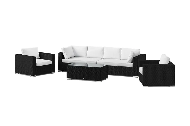 Bahamas utomhus soffgrupp 6-sits med två fåtöljer och bord, Svart