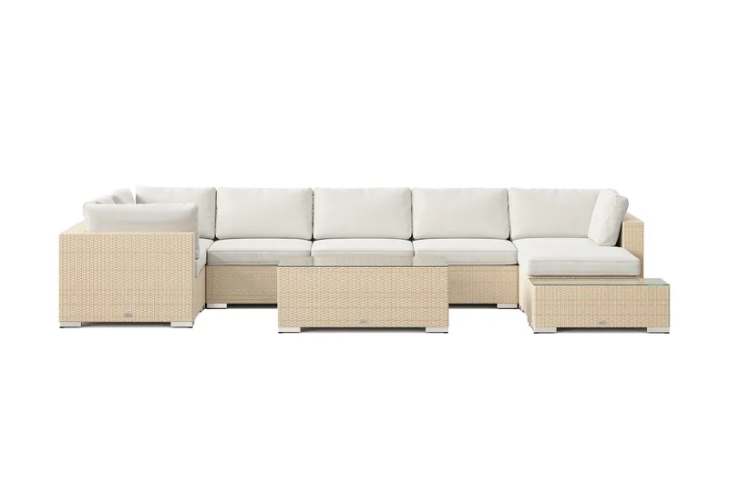 Bahamas utomhus U-soffa 7-sits vändbar divan med öppet avslut och bord - Beige - Products - Utemöbler & utemiljö - Loungemöbler - Loungeset & loungegrupp
