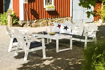 Hillerstorp BULLERÖ Utefåtölj LÅG RYGG VIT FURU - vitlaserad furu - Products - Utemöbler & utemiljö - Loungemöbler - Loungestol utomhus