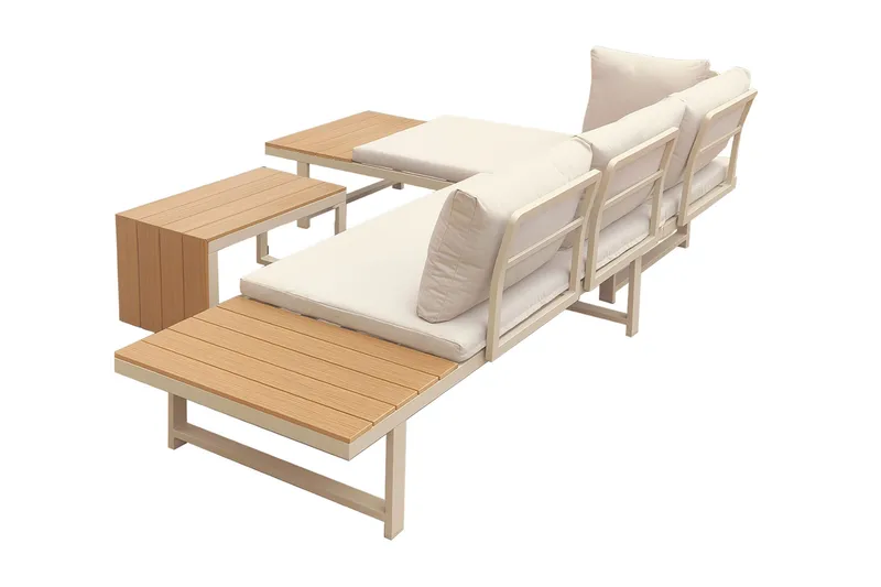 Lainelle 4-sits Soffgrupp för altan och terrass med beige dynor - Beige - Products - Utemöbler & utemiljö - Loungemöbler - Loungeset & loungegrupp
