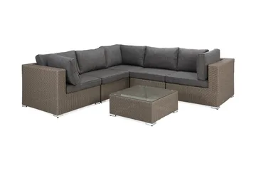 Marcus Loungegrupp - Brun / Sand / Gråa dynor - Products - Utemöbler & utemiljö - Loungemöbler - Loungeset & loungegrupp