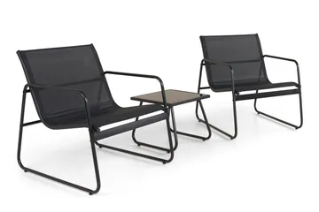 Pelanda Caféset Utomhus - Bord med frostad glasskiva och fåtöljer i stål - Svart - Products - Utemöbler & utemiljö - Loungemöbler - Loungeset & loungegrupp