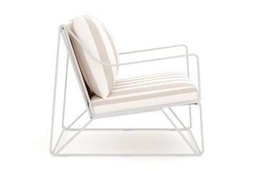 Usteryd loungefåtölj utomhus i järn med vattenavisande randig dyna - Beige / Vit - Products - Utemöbler & utemiljö - Loungemöbler - Loungestol utomhus