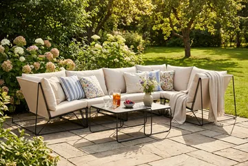 Usteryd utomhus hörnsoffa 5-sits vändbar - Svart/Beige - Products - Utemöbler & utemiljö - Loungemöbler - Loungeset & loungegrupp