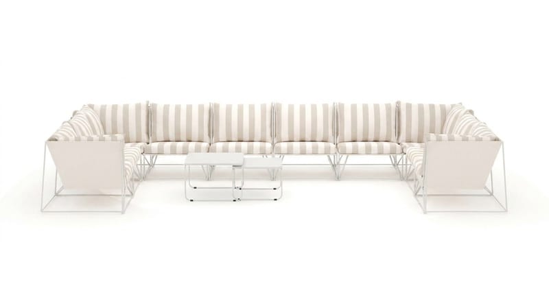 Usteryd utomhus U-soffa 10-sits med stängt avslut - Beige/Striped - Products - Utemöbler & utemiljö - Loungemöbler - Loungeset & loungegrupp