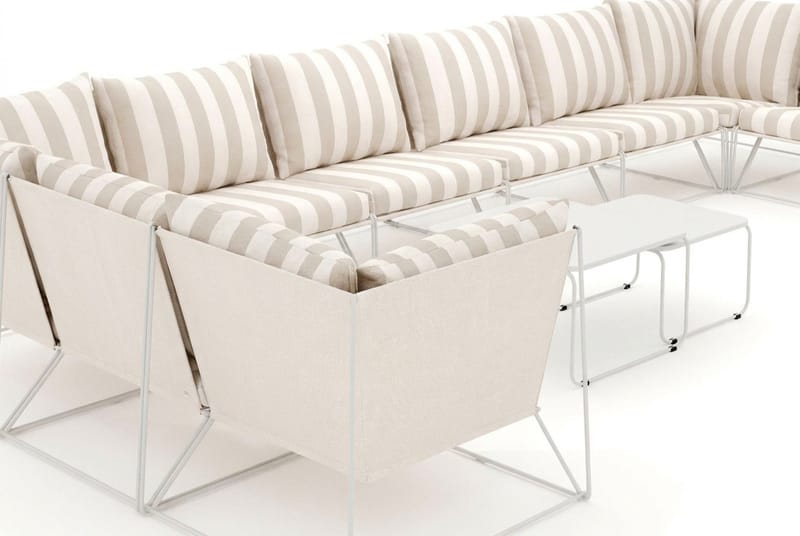 Usteryd utomhus U-soffa 10-sits med stängt avslut - Beige/Striped - Products - Utemöbler & utemiljö - Loungemöbler - Loungeset & loungegrupp