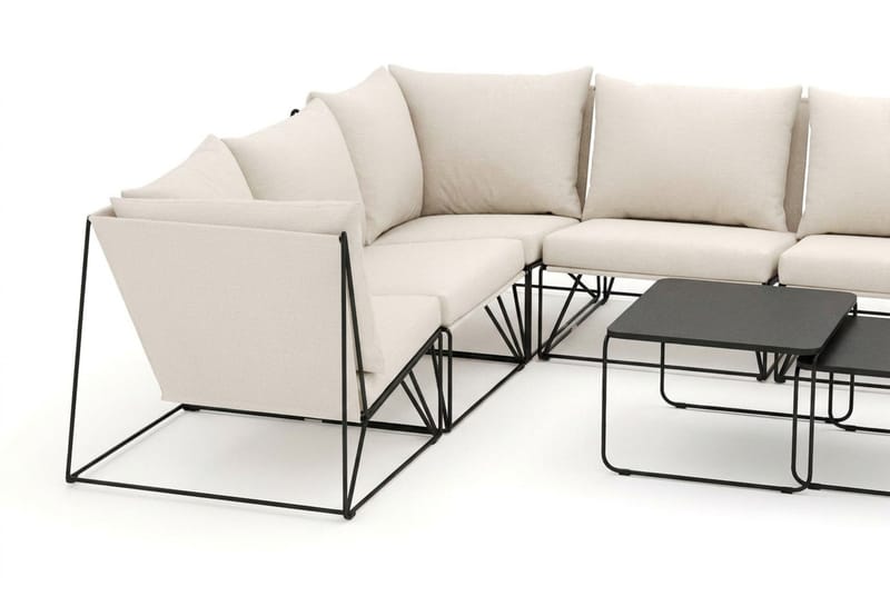 Usteryd utomhus U-soffa 10-sits med stängt avslut - Svart/Beige - Products - Utemöbler & utemiljö - Loungemöbler - Loungeset & loungegrupp