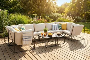 Usteryd utomhus U-soffa 7-sits med stängt avslut - Svart/Beige - Products - Utemöbler & utemiljö - Loungemöbler - Loungesoffor