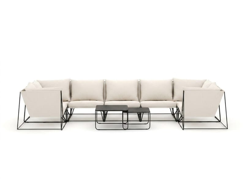 Usteryd utomhus U-soffa 7-sits med stängt avslut - Svart/Beige - Products - Utemöbler & utemiljö - Loungemöbler - Loungesoffor
