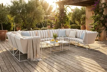 Usteryd utomhus U-soffa 9-sits med stängt avslut - Beige/Striped - Products - Utemöbler & utemiljö - Loungemöbler - Loungeset & loungegrupp