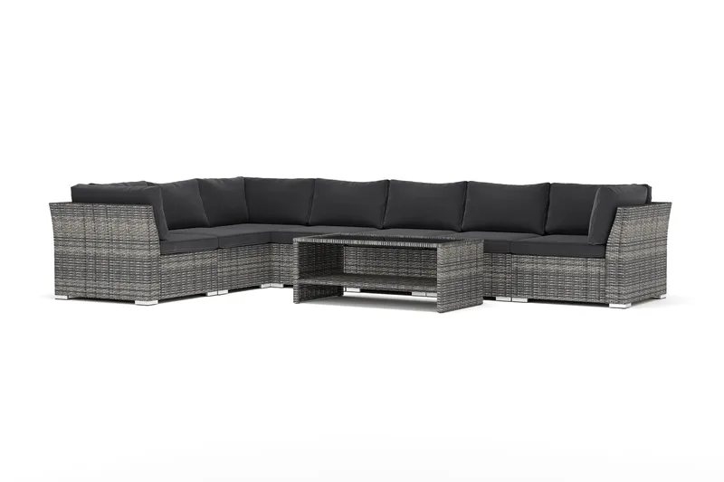Wisconsin utomhus L-soffa 7-sits vändbar, Grå