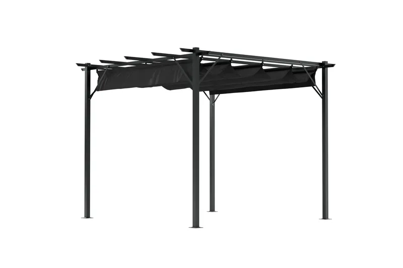 Loppes Pergola med skjutbart tak 3x3 m i stål - Svart - Products - Utemöbler & utemiljö - Solskydd - Pergola