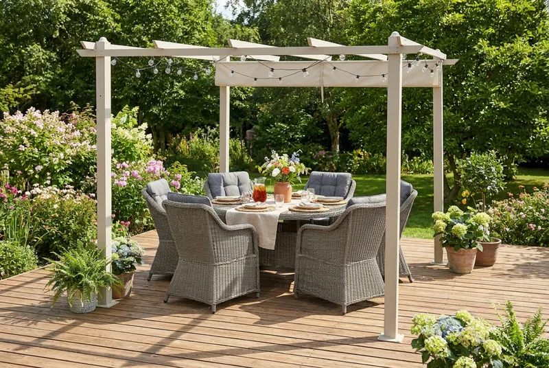 Porto Stor Pergola 4x3 m i aluminium med tak - Beige - Products - Utemöbler & utemiljö - Solskydd - Pergola