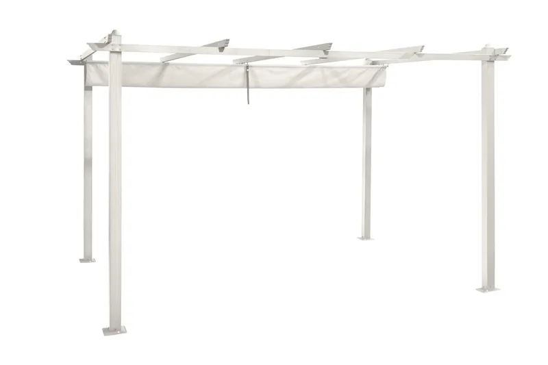 Porto Stor Pergola 4x3 m i aluminium med tak, Vit