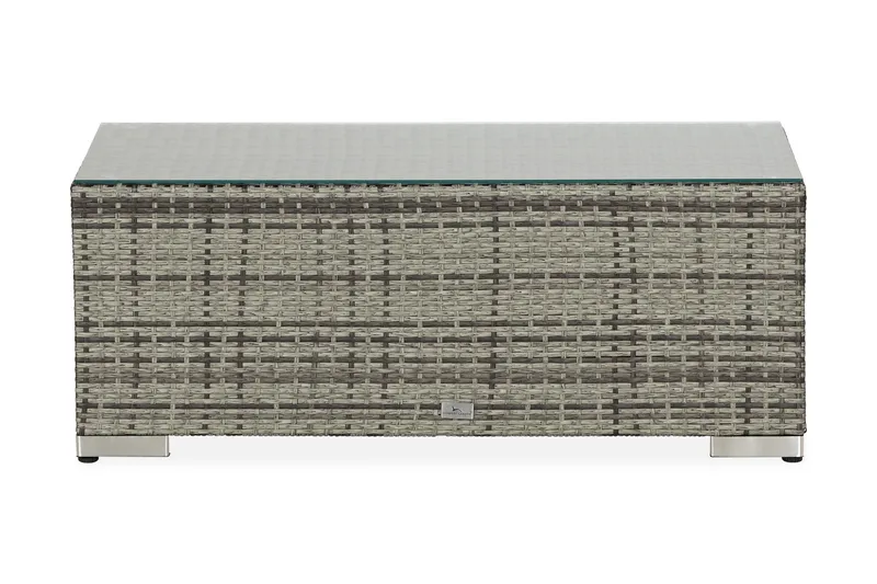Bahamas Loungbord och Soffbord Utomhus 113 cm Konstrotting Glas - Grå - Products - Utemöbler & utemiljö - Utebord & trädgårdsbord - Loungebord & soffbord utomhus
