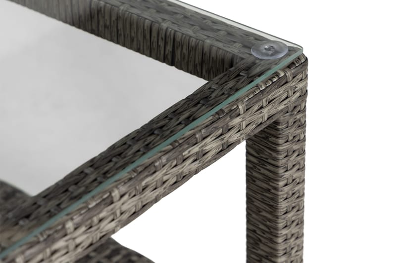 Bahamas Loungebord och Soffbord Utomhus 75 cm Konstrotting Glas - Grå - Products - Utemöbler & utemiljö - Utebord & trädgårdsbord - Loungebord & soffbord utomhus