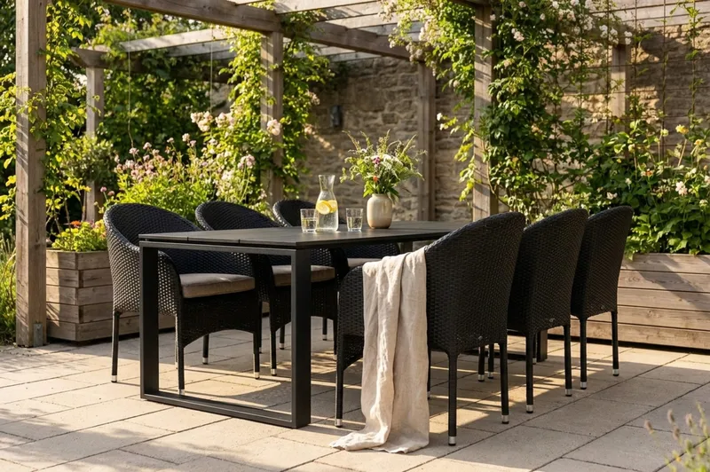 Devon Stort Rektangulärt Matbord utomhus 210x100 cm i aluminium - Svart - Products - Utemöbler & utemiljö - Utebord & trädgårdsbord - Matbord utomhus
