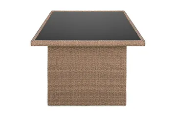 James Utebord 85x145 cm – Matbord utomhus i konstrotting med bordsskiva i Glas - Sand / Svart - Products - Utemöbler & utemiljö - Utebord & trädgårdsbord - Matbord utomhus