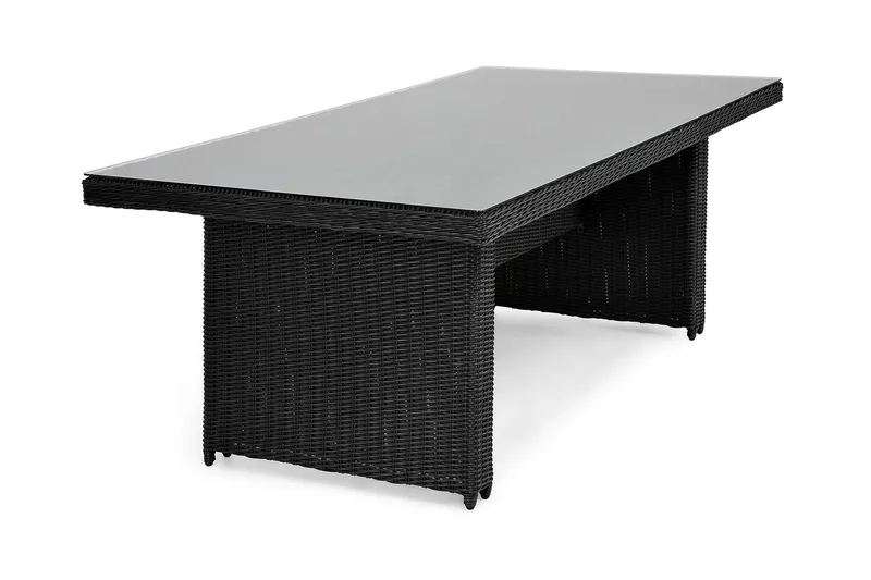 Marcus Rektangulärt Matbord utomhus 160x90 cm i konstrotting med glasskiva - Svart - Products - Utemöbler & utemiljö - Utebord & trädgårdsbord - Matbord utomhus