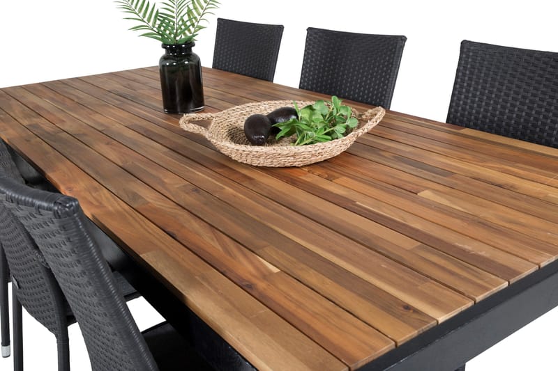 Bois Matgrupp Utomhus 200cm + 6 Anna Karmstolar - Svart/Grå - Products - Utemöbler & utemiljö - Utegrupp - Matgrupp utomhus