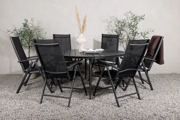 Break Matgrupp Utomhus Rund 150 cm + 6 Break Positionsstol - Svart - Products - Utemöbler & utemiljö - Utegrupp - Matgrupp utomhus