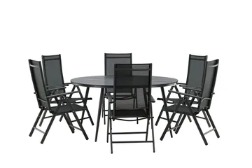 Break Matgrupp Utomhus Rund 150 cm + 6 Break Positionsstol - Svart - Products - Utemöbler & utemiljö - Utegrupp - Matgrupp utomhus