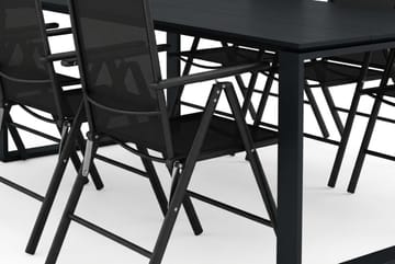Devon utomhus matgrupp 210x100 cm med 6 Maggie positionsstolar - Svart - Products - Utemöbler & utemiljö - Utegrupp - Matgrupp utomhus