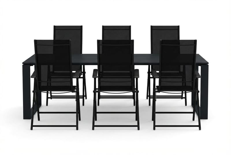 Devon utomhus matgrupp 210x100 cm med 6 Sanna positionsstolar - Svart - Products - Utemöbler & utemiljö - Utegrupp - Matgrupp utomhus