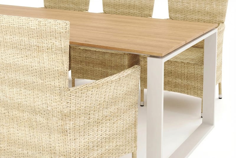Devon utomhus matgrupp 210x100 cm med 6 Thor fåtöljer - Beige/Teak - Products - Utemöbler & utemiljö - Utegrupp - Matgrupp utomhus