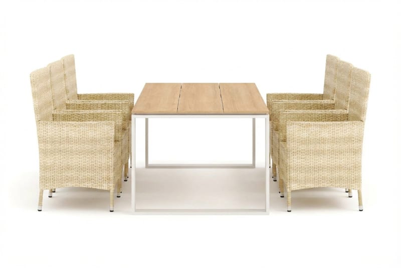 Devon utomhus matgrupp 210x100 cm med 6 Thor fåtöljer - Beige/Teak - Products - Utemöbler & utemiljö - Utegrupp - Matgrupp utomhus
