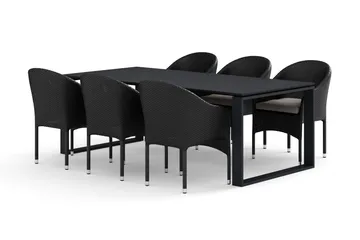 Devon utomhus matgrupp 210x100 cm med 6 Thor fåtöljer - Svart - Products - Utemöbler & utemiljö - Utegrupp - Matgrupp utomhus