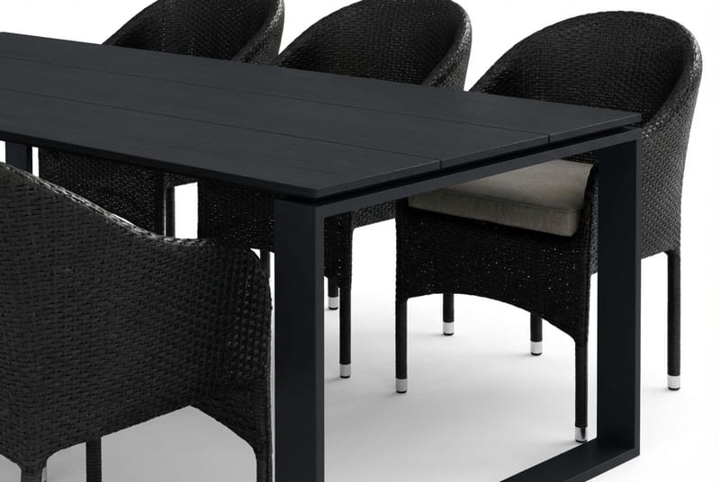 Devon utomhus matgrupp 210x100 cm med 6 Thor fåtöljer - Svart - Products - Utemöbler & utemiljö - Utegrupp - Matgrupp utomhus