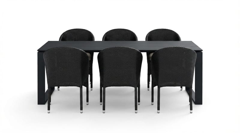 Devon utomhus matgrupp 210x100 cm med 6 Thor fåtöljer - Svart - Products - Utemöbler & utemiljö - Utegrupp - Matgrupp utomhus