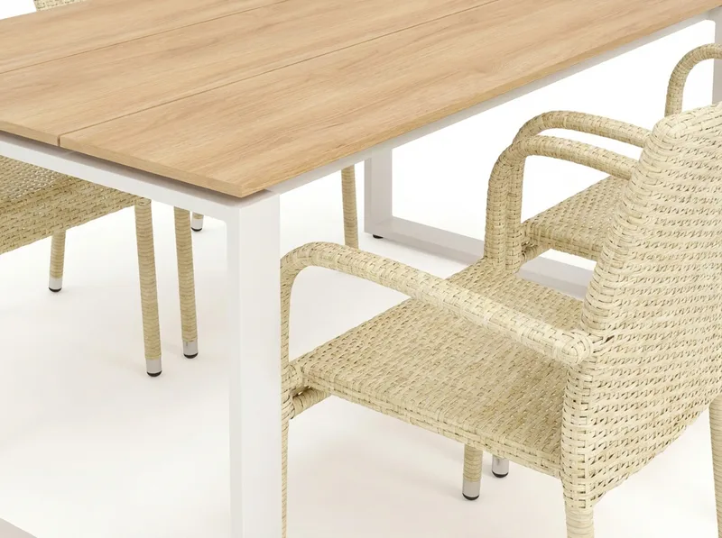 Devon utomhus matgrupp 210x100 cm med 6 Thor Light utefåtöljer - Beige/Teak - Products - Utemöbler & utemiljö - Utegrupp - Matgrupp utomhus