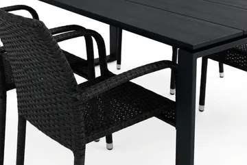 Devon utomhus matgrupp 210x100 cm med 6 Thor Light utefåtöljer - Svart - Products - Utemöbler & utemiljö - Utegrupp - Matgrupp utomhus