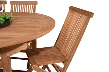 Kenya Matgrupp 180-240x120 cm + 6 Kenya Hopfällbar Stol - Brun - Products - Utemöbler & utemiljö - Utegrupp - Matgrupp utomhus