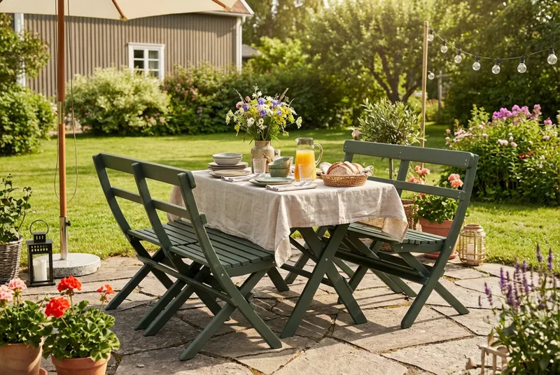 Landet Utomhus matgrupp 118x70x74 cm med 2 soffor - Grön - Products - Utemöbler & utemiljö - Utegrupp - Matgrupp utomhus