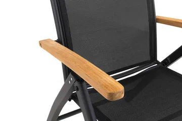 Las Vegas Matgrupp Utomhus 152-210 + 6 Positionsstol Lyx - Svart Teak - Products - Utemöbler & utemiljö - Utegrupp - Matgrupp utomhus