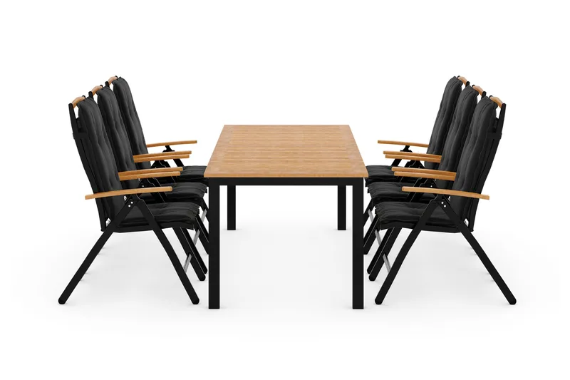 Las Vegas Matgrupp Utomhus 220-280x100+ 6 Stolar m Dyna, Svart/Teak